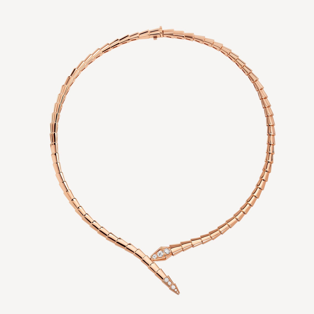 18K BVLGARI Serpenti Viper Demi-Pave Diamonds Necklace