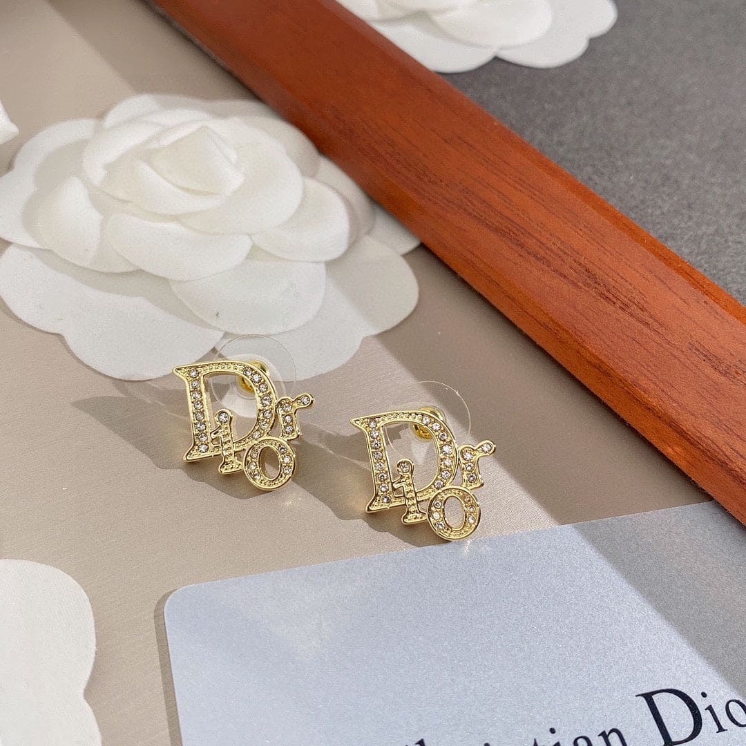 18K Dior Rhinestone Vintage Earrings