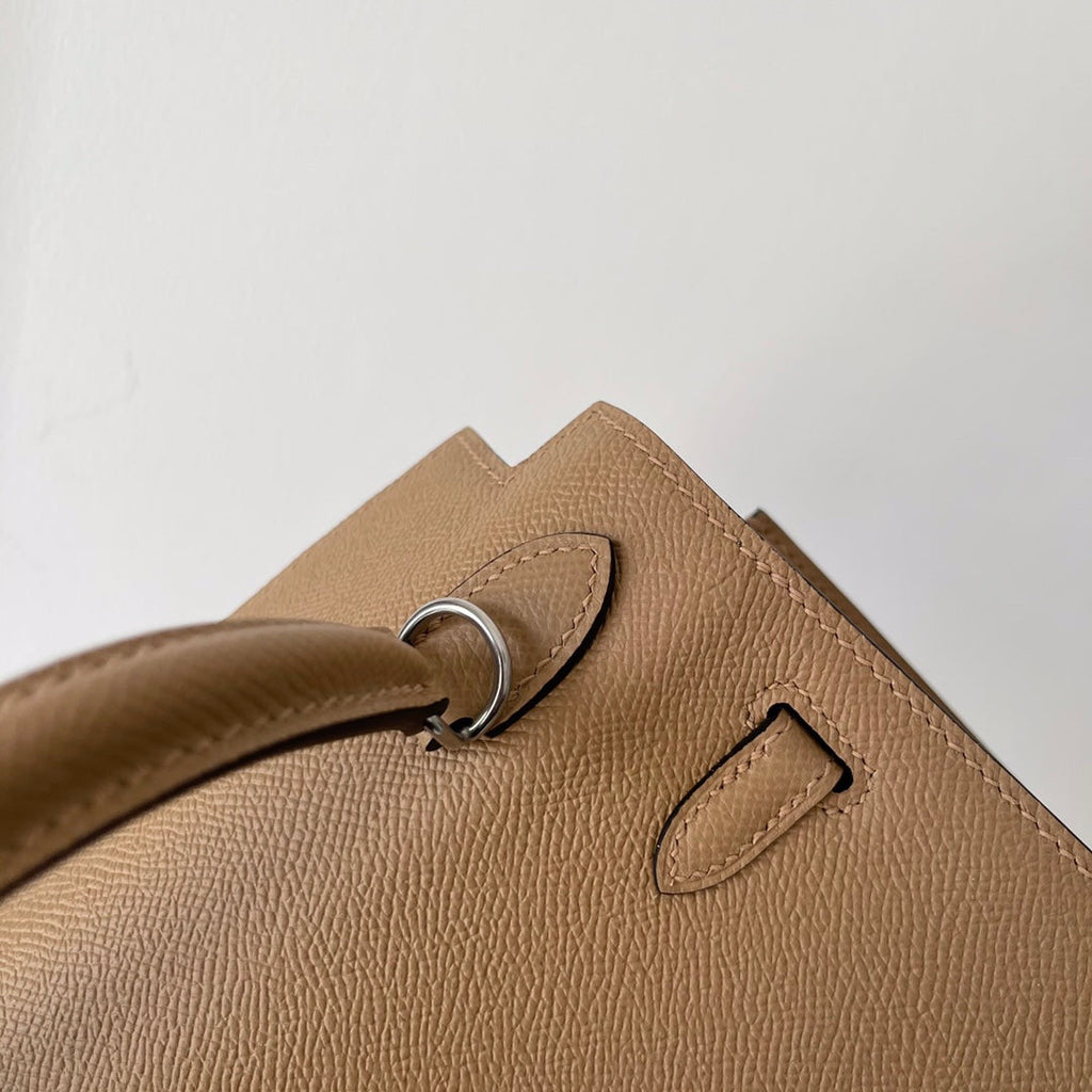 HERMES KELLY 25CM BEIGE EPSOM LEATHER SILVER HARDWARE