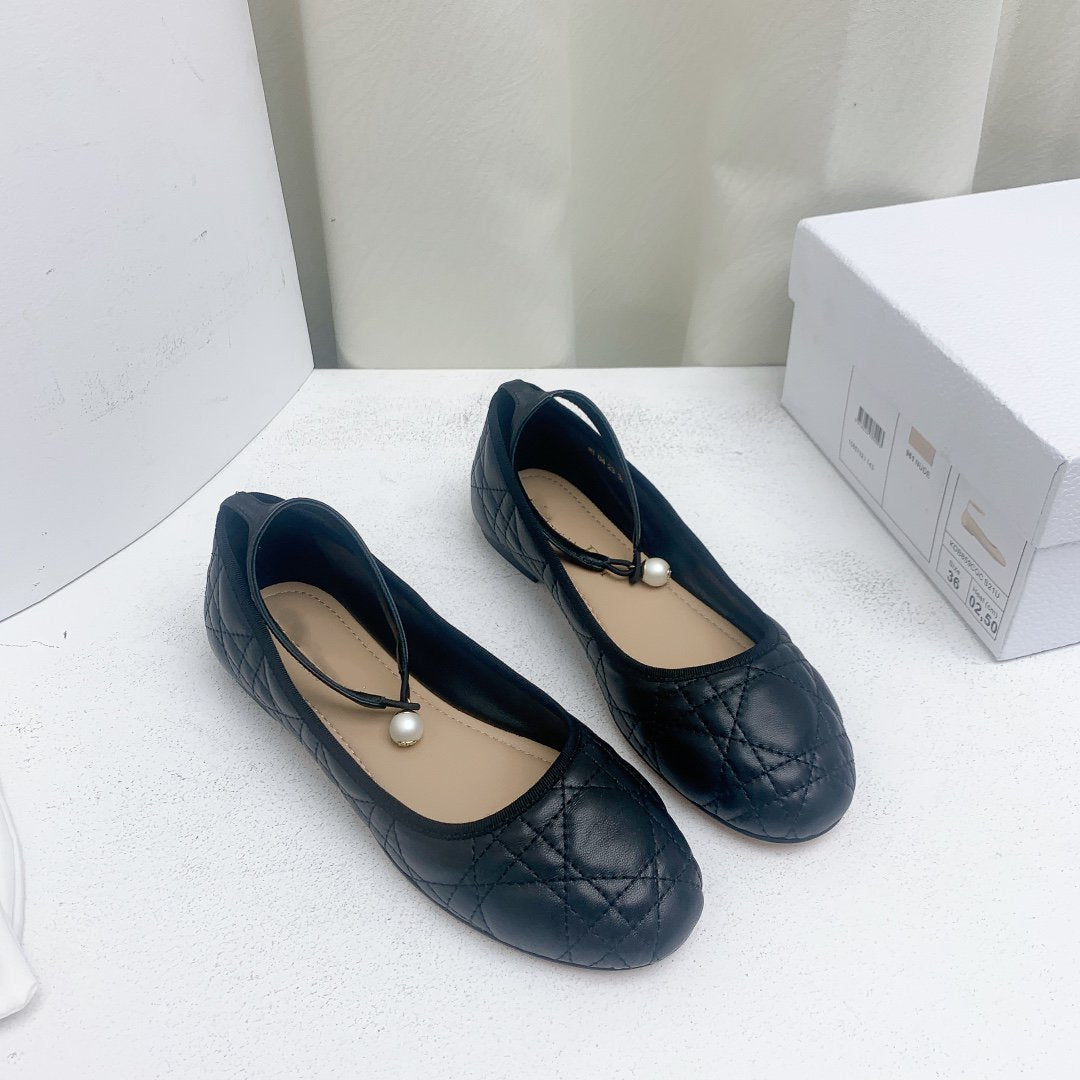 DIOR CD BALLET FLAT BLACK MOP