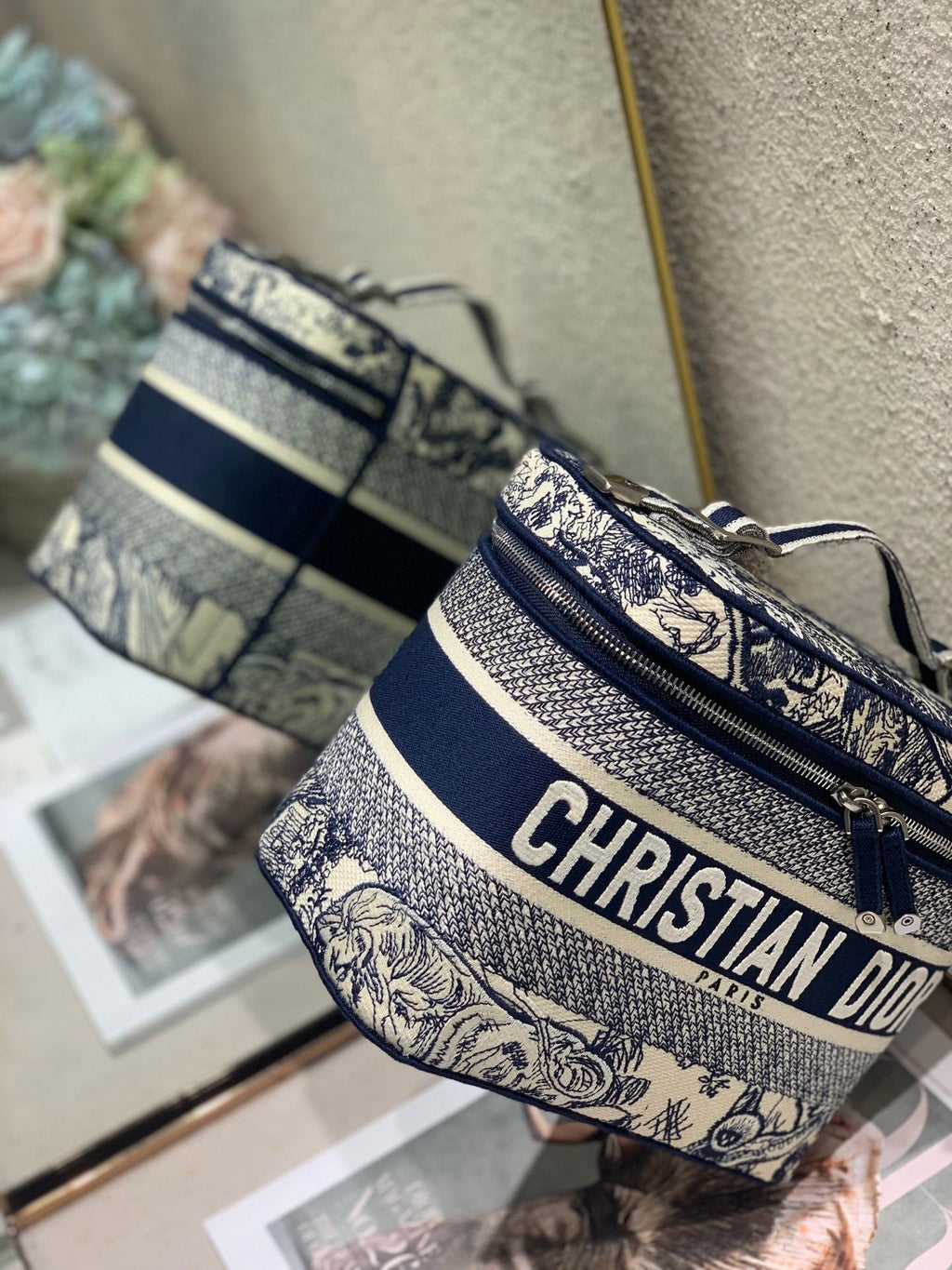 DIOR SMALL 25 VANITY CASE IN BLACK MONOGRAM OBLIQUE JACQUARD
