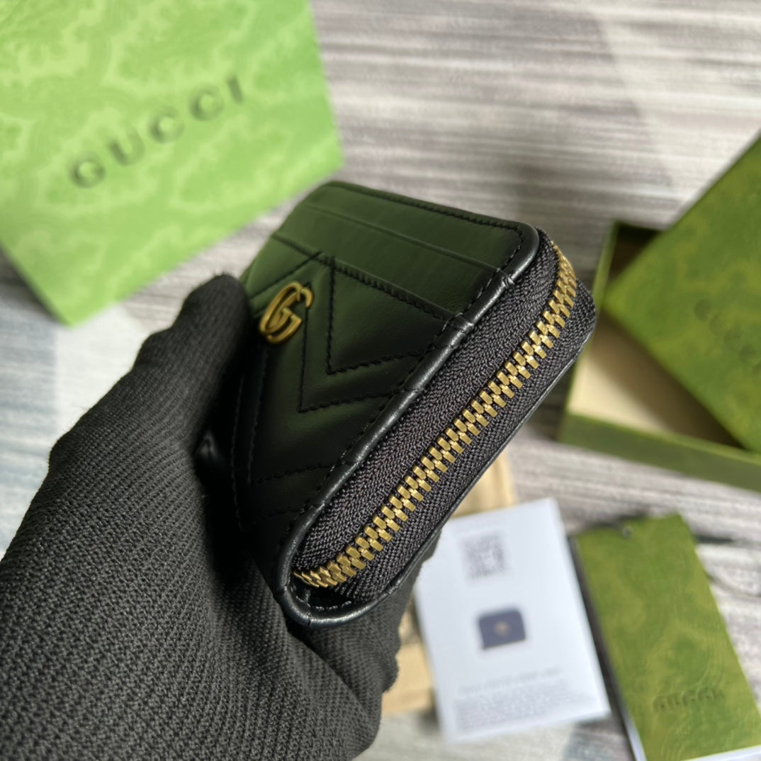 GUCCI MARMONT MINI 11 WALLET BLACK CALFSKIN