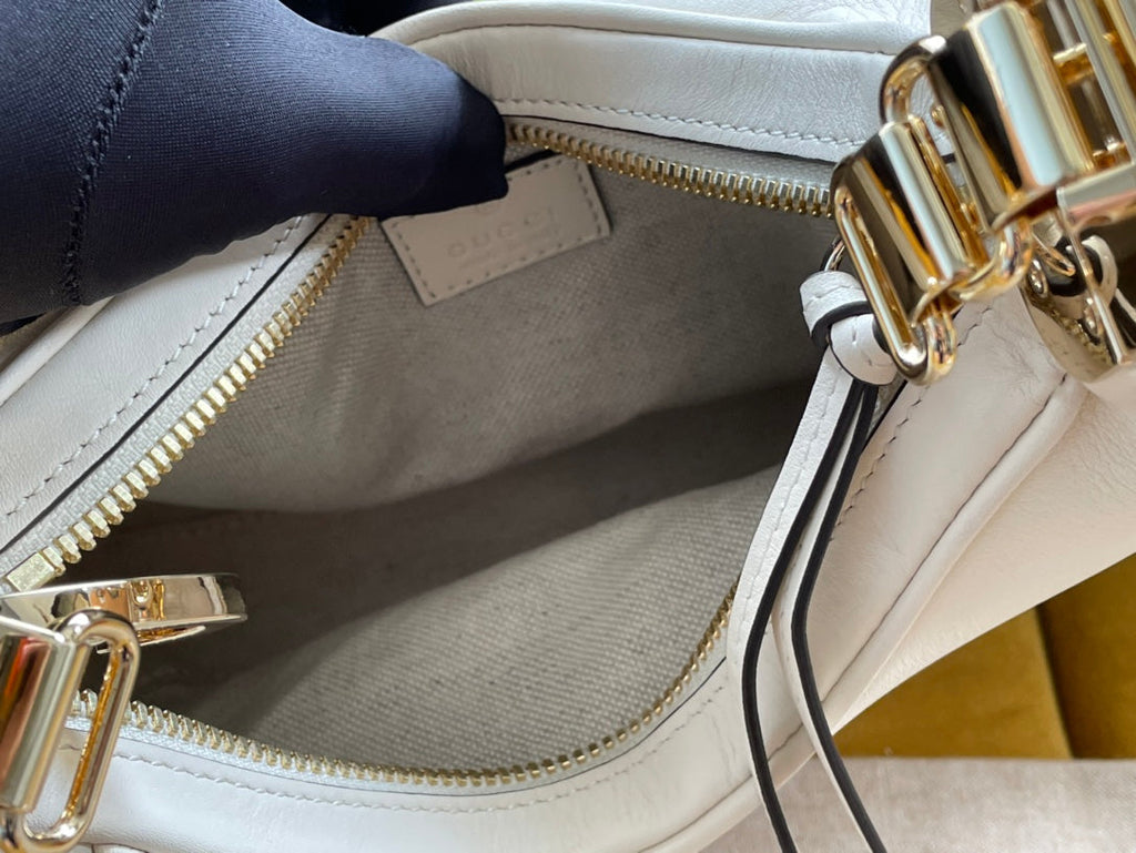 GUCCI ATTACHE 23 SMALL SHOULDER BAG WHITE CALFSKIN