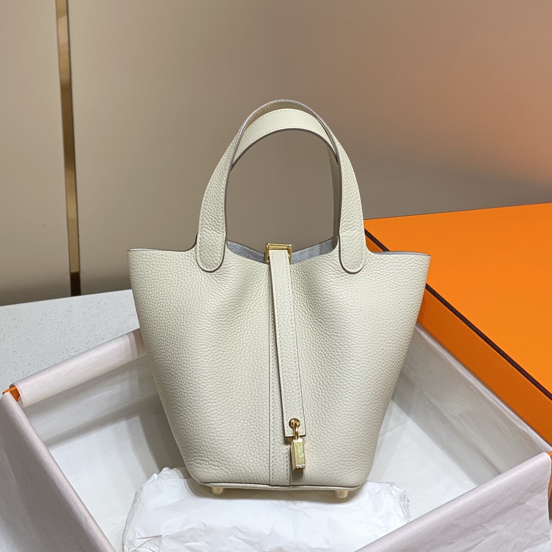 HERMES picotin lock 18 white-pearl togo ghw