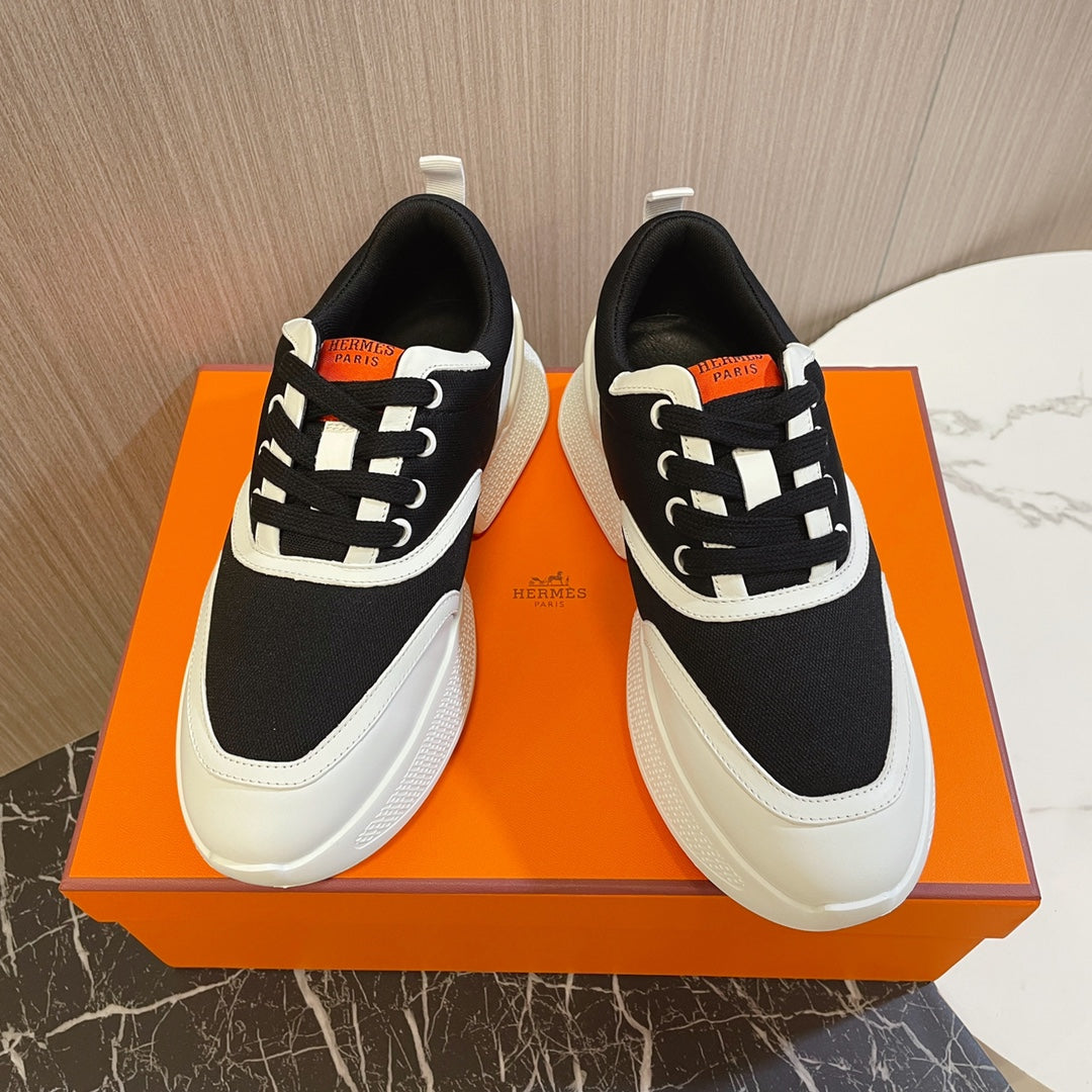 HERMES GIGA SNEAKER BLACK MIX WHITE SUEDE