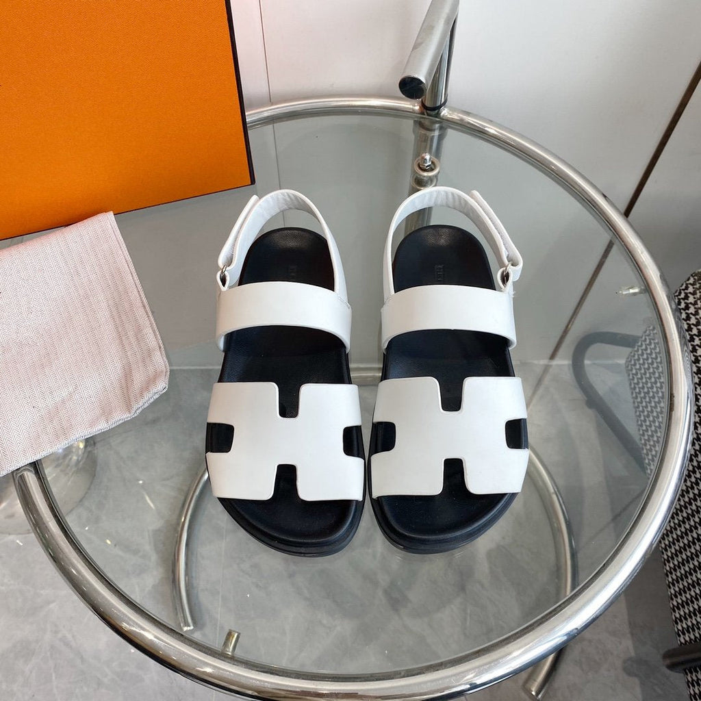 HERMES Genius Sandal White Leather
