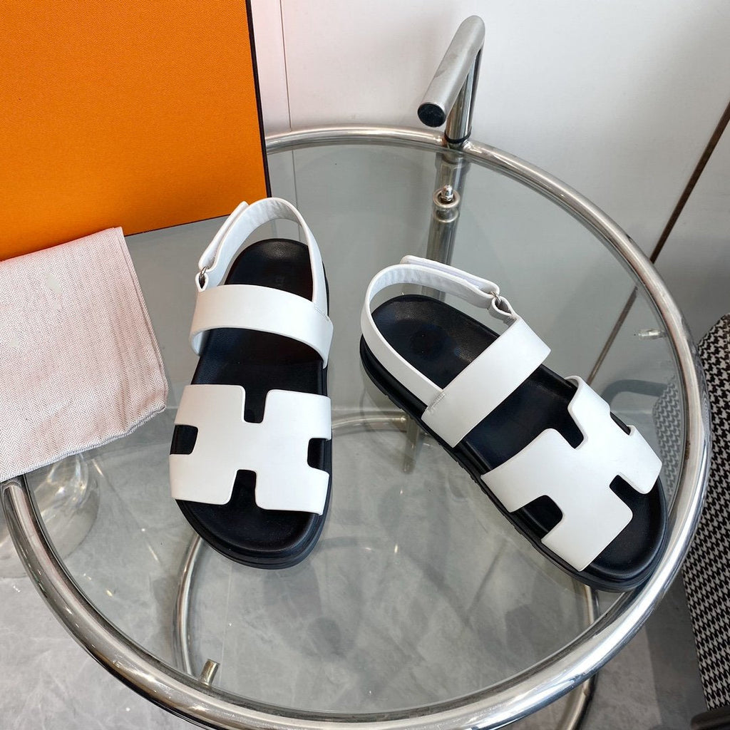 HERMES Genius Sandal White Leather