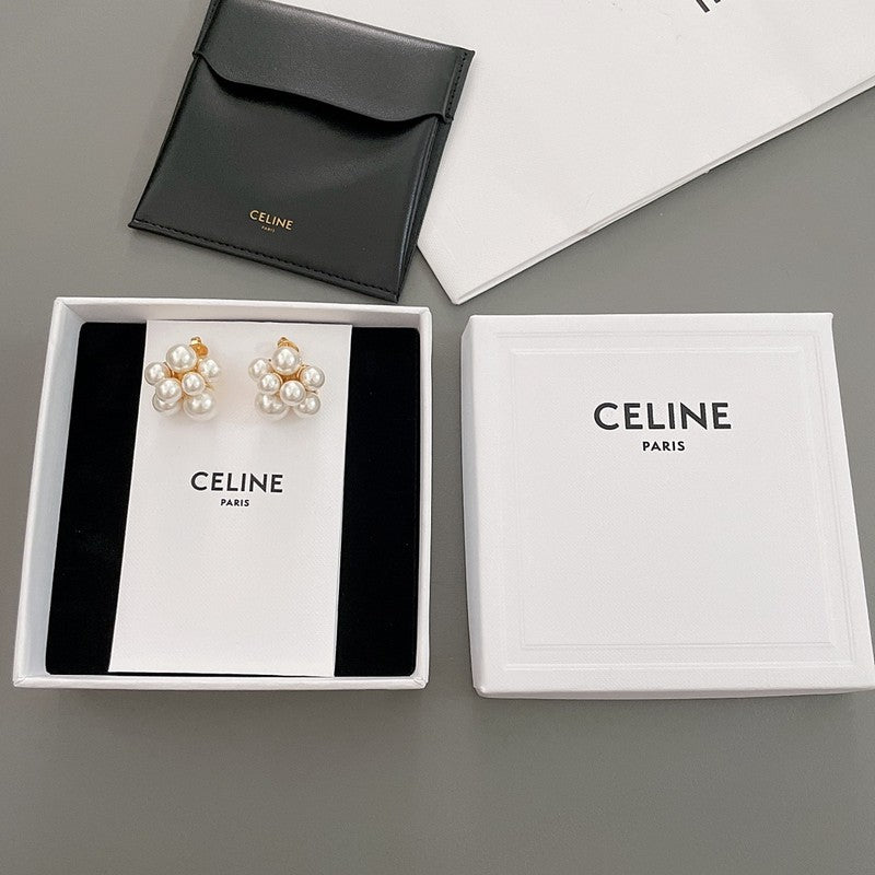 18K Celine Pearls Gold Earrings