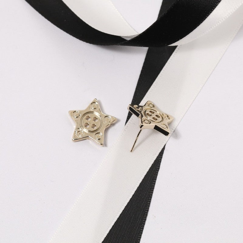 18K  Chanel Star Gold Earrings
