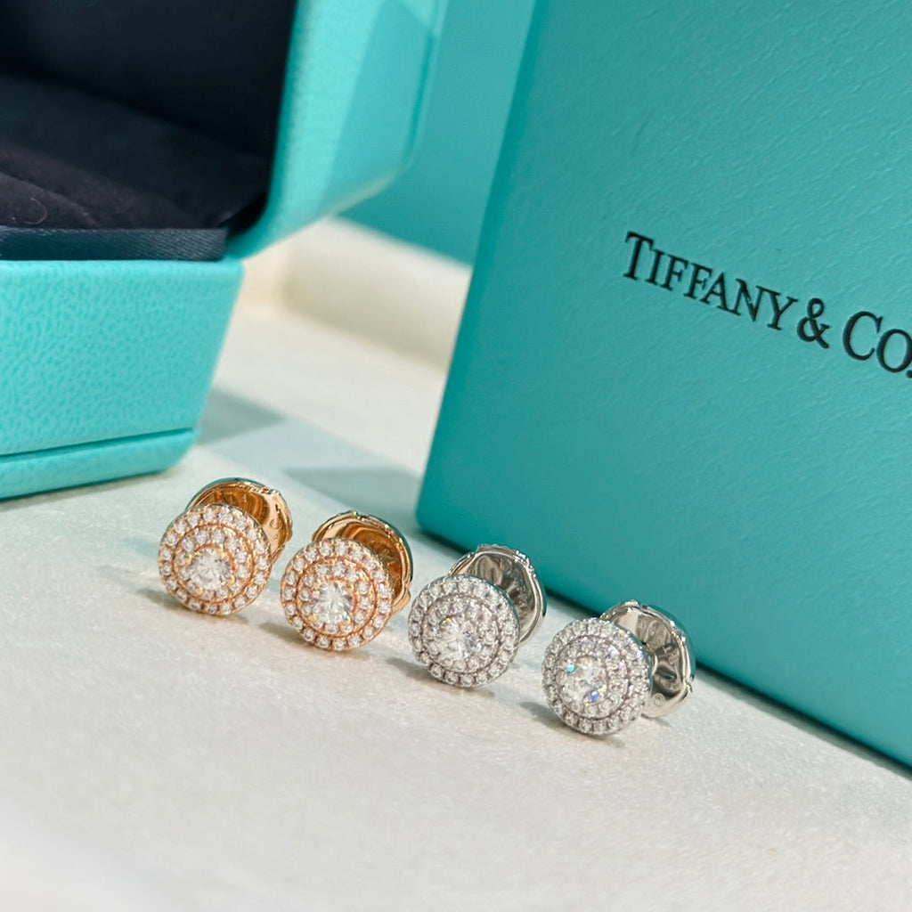 18K Tiffany Soleste Diamonds White Gold Earrings