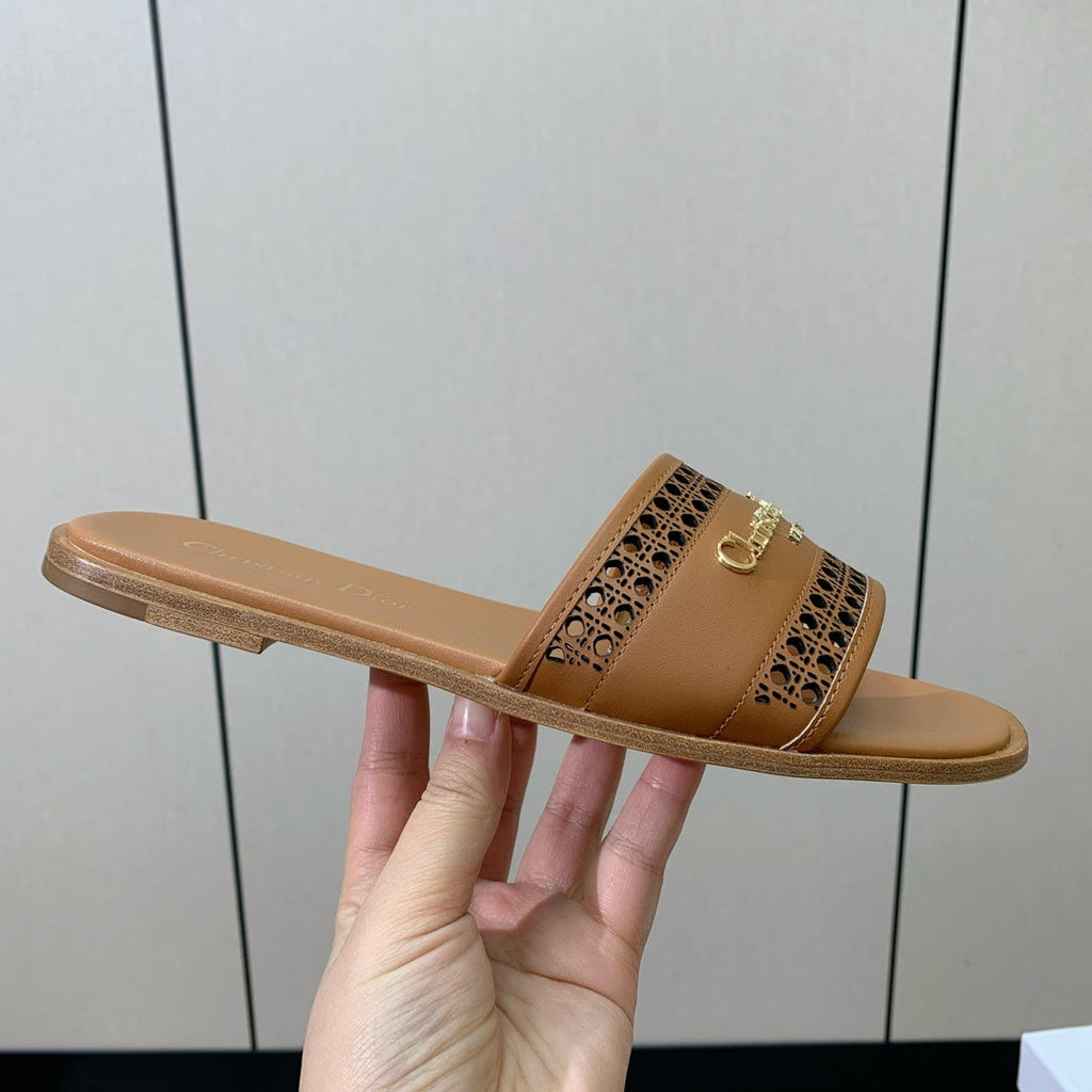 DIOR DWAY CIDER BROWN CALFSKIN AND GOLD LOGO