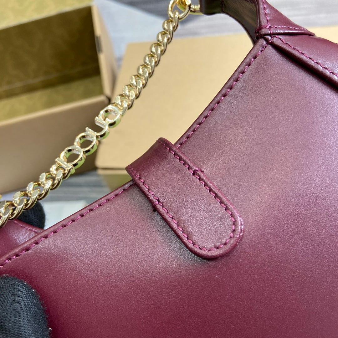 GUCCI JACKIE NOTTE MINI BAG 19 IN BURGUNDY RED CALFSKIN GOLD HARDWARE