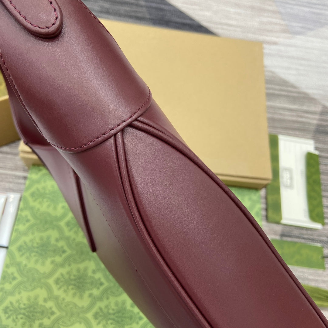 GUCCI JACKIE MEDIUM SHOULDER BAG 35 IN WINE RED CALFSKIN GOLD HARDWARE