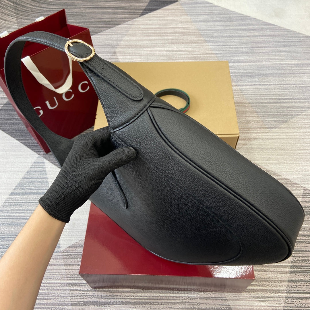 GUCCI JACKIE LARGE SHOULDER BAG 40 IN BLACK CALFSKIN GOLD HARDWARE