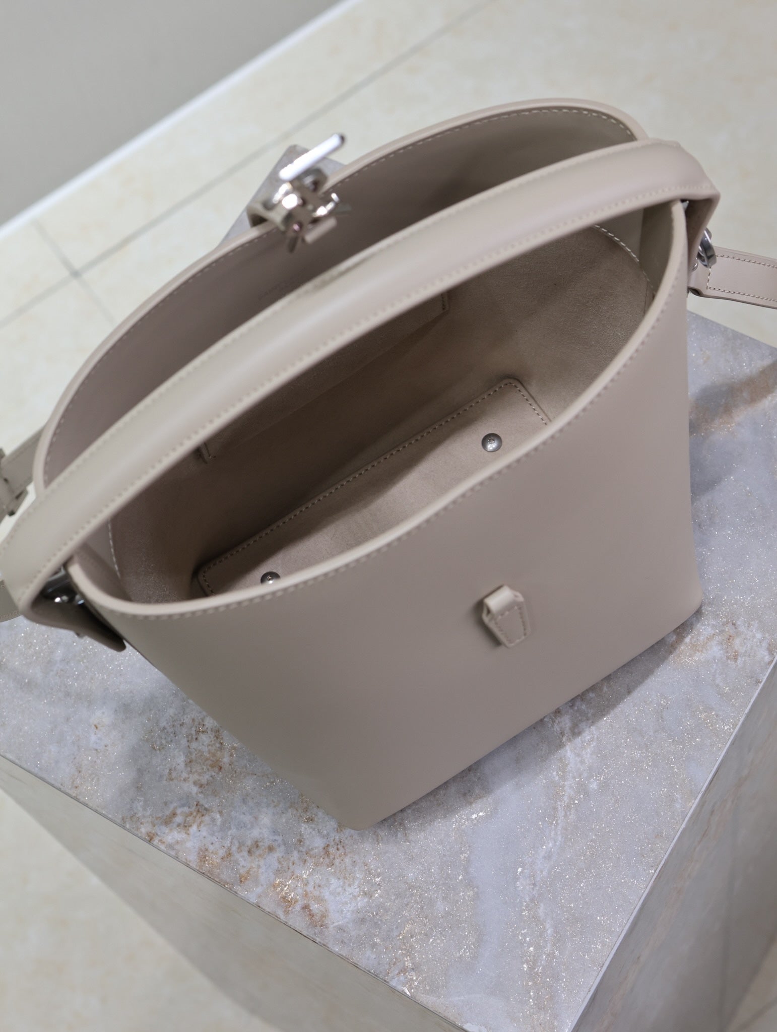 YSL 25S LE 37 BAG 20 IN DUSTY GRAY CALFSKIN SILVER HARDWRE