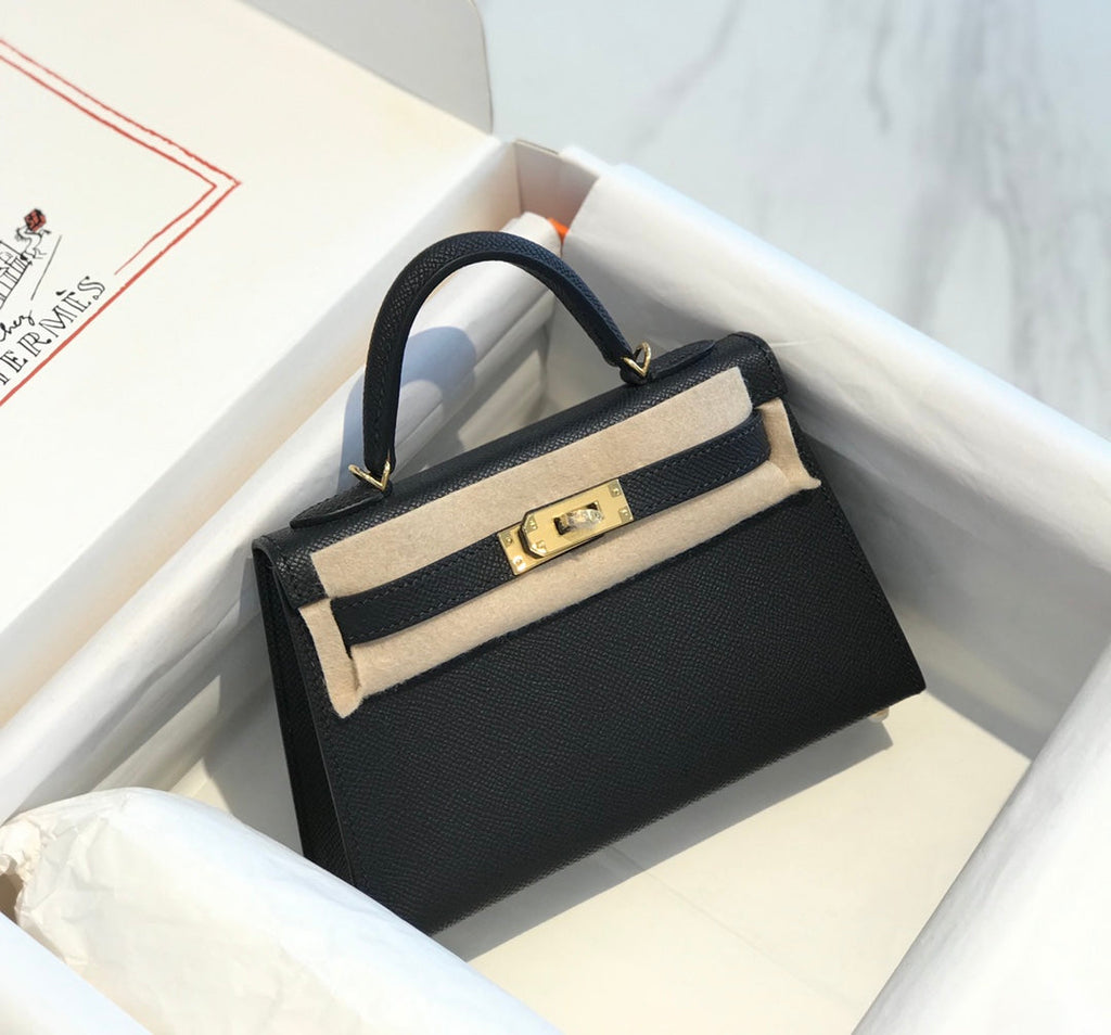 HERMES KELLY MINI 20 BLACK EPSOM GOLD HARDWARE